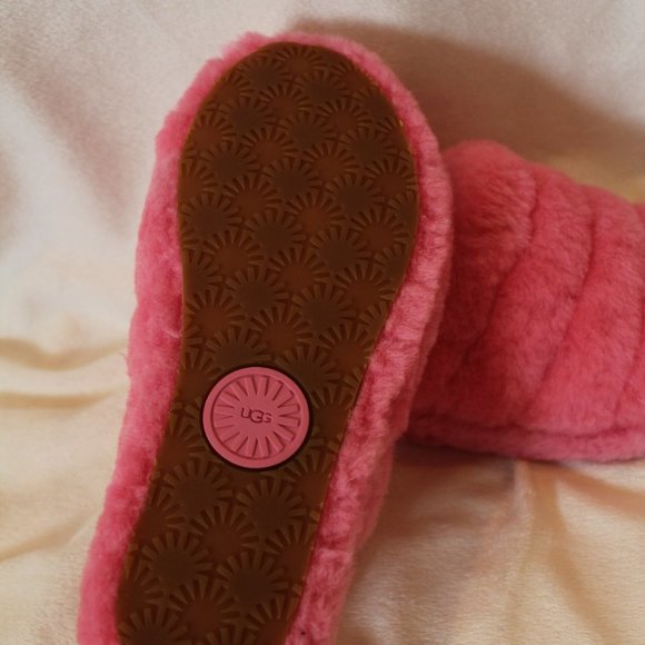 NIB UGG WOMEN'S FUZZ YEAH SLIDE SANDAL SLIPPERS PINK - Picture 4 of 7